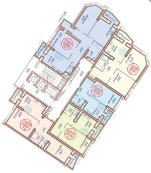 Корпус 2, секция 1, типовой этаж - планировка