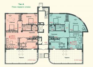 Тип А, 1 этаж - планировка