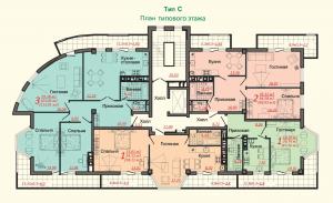 Тип C, типовой этаж - планировка