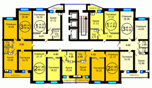Корпус 11, секция 2, типовой этаж - планировка