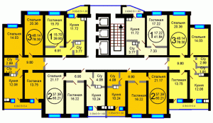 Корпус 11, секция 3, типовой этаж - планировка