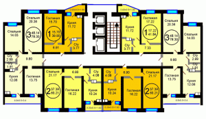 Корпус 11, секция 4, типовой этаж - планировка
