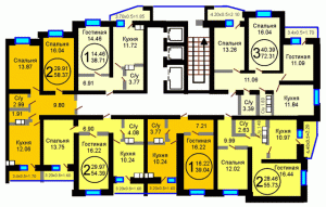 Корпус 11, секция 5, типовой этаж - планировка