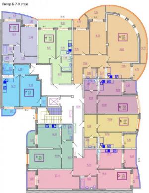 Секция Б, 7-9 этажи - планировка