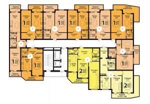 Корпус 34, секция 2, 2-17 этажи - планировка