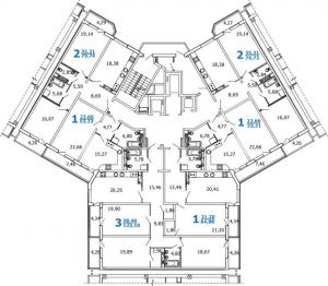 Корпус 3, секция 12, 11-12 этажи - планировка