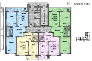 Корпуса 2 и 5, б/с 1, типовой этаж - планировка