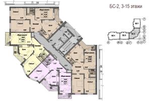Корпуса 2 и 5, б/с 2, 3-15 этаж - планировка