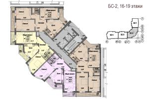 Корпуса 2 и 5, б/с 2, 16-19 этаж - планировка