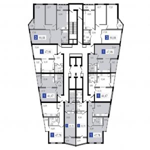 Бизнес класс, типовой этаж - планировка