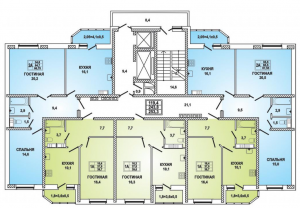 Корпус 22, секция 1, типовой этаж - планировка