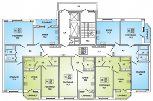 Корпус 22, секция 3, типовой этаж - планировка