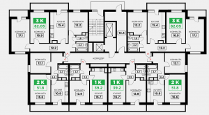 Корпус 3, 16-18 этажи - планировка