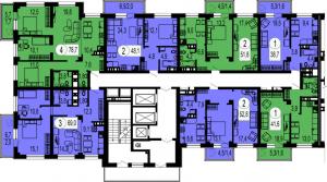 Корпус 2, секция 1, 2-19 этажи - планировка