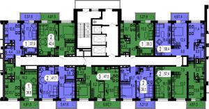 Корпус 2, секция 2, 2-19 этажи - планировка
