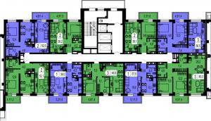 Корпус 2, секция 3, 2-12, 19-25 этажи - планировка