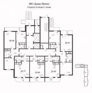 Корпус 4, секция 4, 1 этаж - планировка