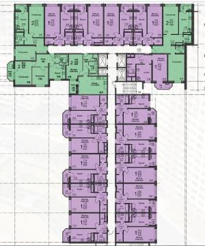 Секция 1, типовой этаж - планировка