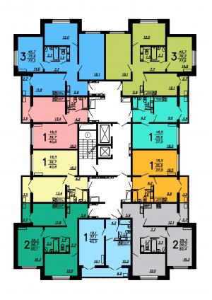 Корпус 8, типовой этаж - планировка